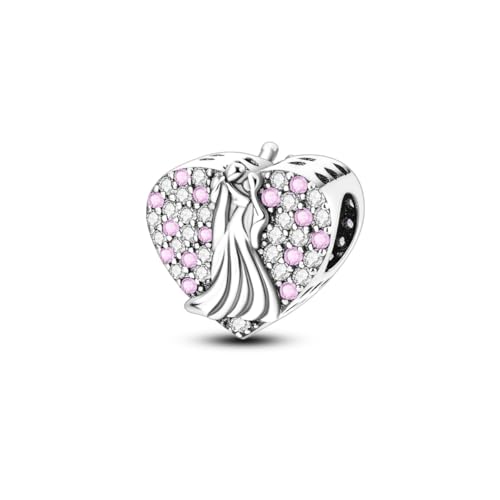 Charm Cuore con Coppia Innamorata e Cristalli Rosa in Argento 925 per Pandora