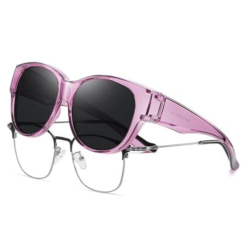 Image of HAOLOTA Fit Over Glasses Sunglasses for Women Polarized | Over Glasses Sun Glasses, UV400 Polarized Lens, Trendy Cat Eye Sunglasses, Lightweight and Flexible, Driving, Daily Use