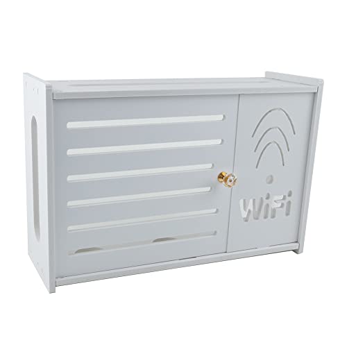 Jayruit Estante inalámbrico para enrutador, sala de estar, caja de almacenamiento WiFi montada en la pared, estante de decoración de pared, sin perforación, cajas de almacenamiento montadas en la