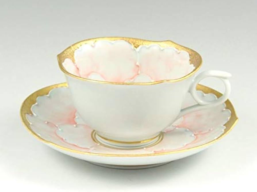 Amazon | 有田焼 文山窯 金ピンク牡丹輪花浅型 コーヒーカップ