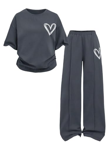 SOLY HUX Girl's Sweatsuit Short Sleeve T Shirts and Sweatpants Streetwear Summer Clothes 2 Piece