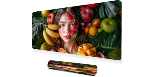 Tapis de souris XXL 1400x600mm motif banane avec base caoutchouc antidérapante