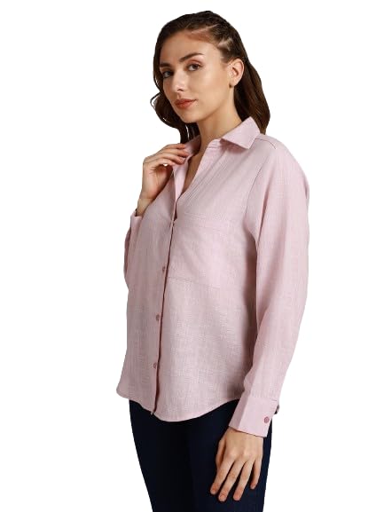 Image of High Star Women's Classic Oversized Spread Collar Long Sleeves Cotton Casual Shirt