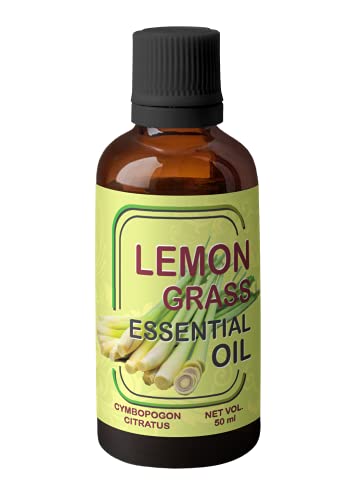 Image of Heilen Biopharm Lemongrass Essential Oil - 50 mL Per Bottle Pack of 1,For Overall well being Insect Repellent & Aromatherapy