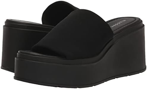 Madden Girl Women's Wesley Wedge Sandal, Black Fabric, 7 | Image 6