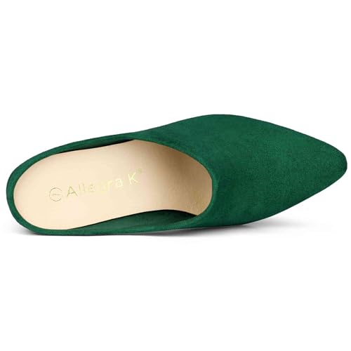 Allegra K Allegra K Women's Pointed Toe Slip on Block Heel Slide Green Mules 8.5 m US
