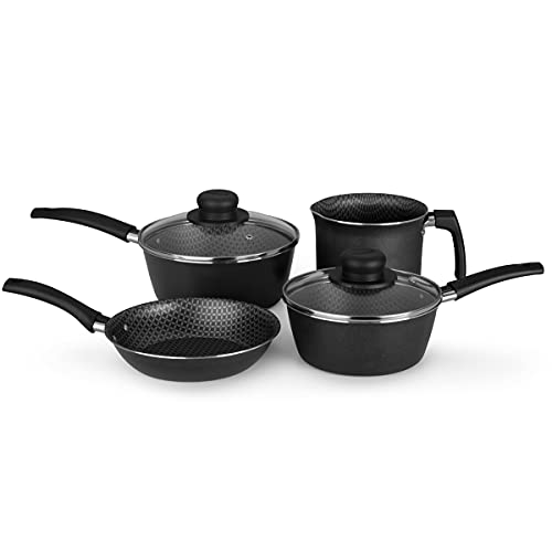 Multiflon Conjunto De Panela 04 Peças Preto Aluminio Antiaderente Linha Essencial Resistente Durável e Saudável