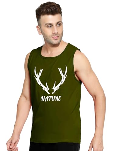 Image of Men's Sleeveless T-Shirt - 100% Pure Cotton, Nature Print - Comfortable Breathable Gym Tank Top
