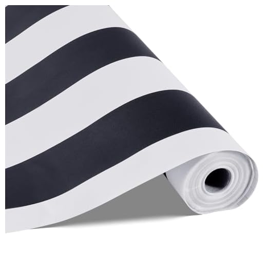 VEVOR Tapete selbstklebend, 45 cm x 15 m, Wandtapete, Klebefolie mit Streifen in Schwarz-Weiß, wasserfest, Möbelfolie, dekorative Vinylrolle für Schlafzimmer, Küche, Büro, Badezimmer
