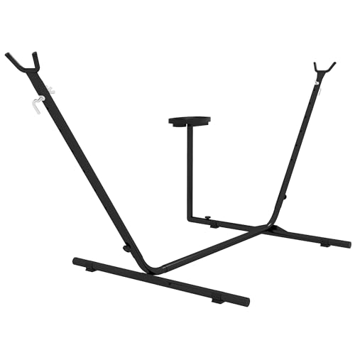 Outsunny 9.4ft Hammock Stand with Tray, Steel Frame, Black