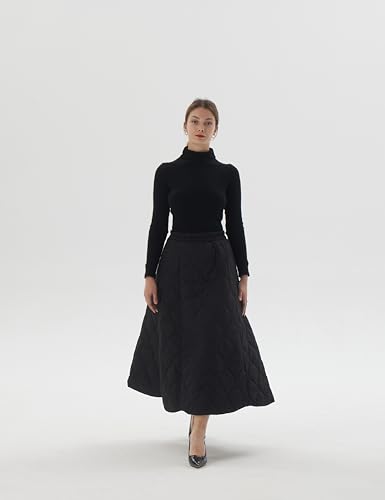 Women Winter Warm Skirt Black Cotton Skirt A-Line Skirt Plus Size Customize Skirt With Pocket2