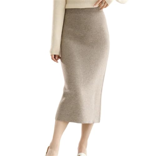 Women's Casual Solid Wool Knit High Waist Skirt Fashion Soft Elastic Slim Business Skirts