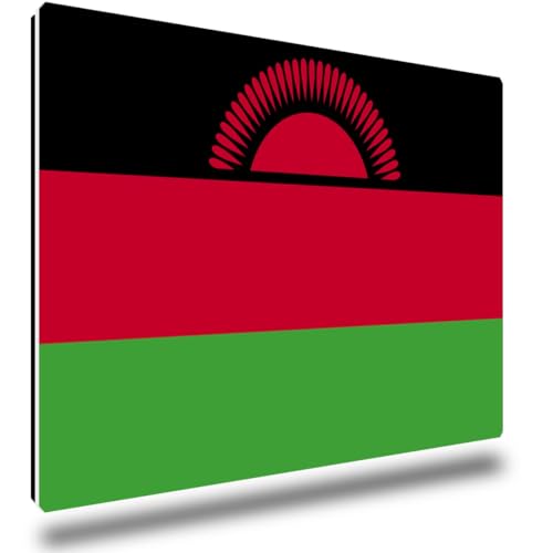 TRIOSK Kühlschrankmagnete Länderflaggen Magnet Flagge Malawi Länder Reise Souvenir Geschenk für Reiselustige Frauen Männer Weltenbummler Kühlschrank stark eckig groß 85x55 mm