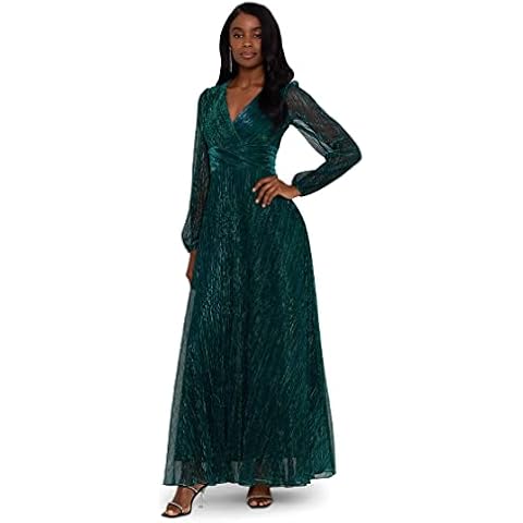Betsy & Adam Long Sleeve V-Neck Gown Cover
