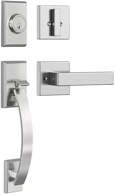 SUYA Heavy Duty Front Door Lock Set with Single Cylinder Deadbolt and Lever Handle - Reversible for Left/Right Hand Interior/Exterior Doors,Satin Nickel Finish
