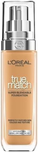 Image of L'Oréal Paris Foundation for Face, Skincare Infused with Hyaluronic Acid, True Match Hydrating Liquid Foundation for All Skin Tones, SPF 16, 6.5W Golden Toffee, 30 ml (Pack of 6)