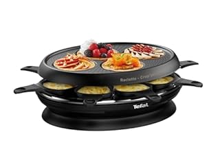 Tefal Appareil à raclette avec plaque crêp'party, 1050 W, Revêtement antiadhésif Powerglide, Indicateur Thermo-Spot, Rangements intégrés, Bouton marche/arrêt, Store'inn noir RE320812
