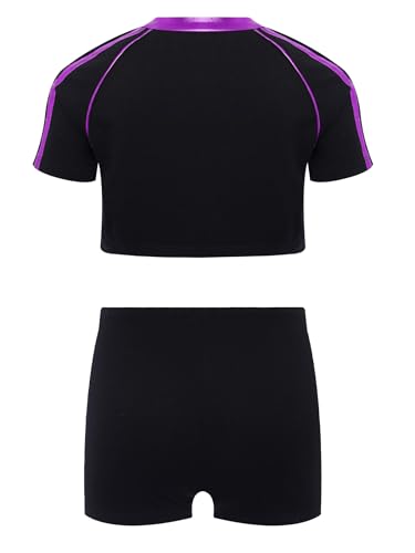 Kids Girls Yoga Training Tracksuits 2 Piece Crop Top And Hot Shorts Set for Gymnastics Sports2