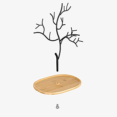 Navaris Metal Jewellery Tree Stand - Organiser Hanger Display Holder with Wooden Dish Base to Store Necklaces, Bracelets, Rings, Accessories - Large - Cosy Home Interiors Navaris Metal Jewellery Tree Stand - Organiser Hanger Display Holder with Wooden Dish Base to Store Necklaces, Bracelets, Rings, Accessories - Large - Image 6
