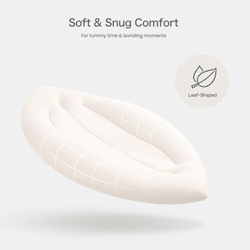 Image of Baby Lounger for Newborn: Skin-Friendly & Breathable | for 0-12 Months Infant Tummy Time Playtime & Diaper Changes - Portable & Lightweight Cushion for New Parents (Ivory)