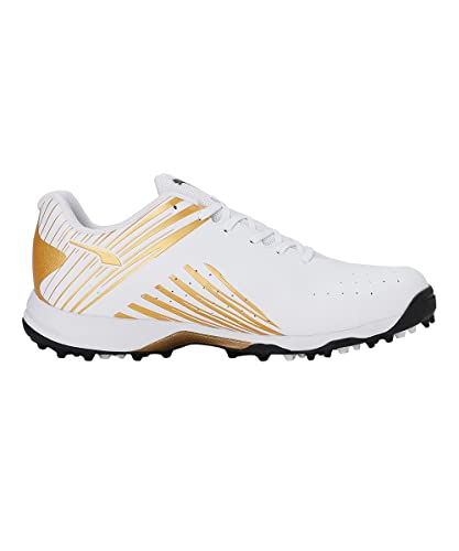 PUMA Puma Mens 22 Fh Rubber Vk Cricket Shoe, White-Gold-Black, 8 UK