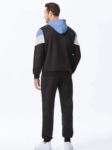 JMIERR Men's Hoodie Tracksuit 2 Pieces Set Novelty Color Block Pullover Fleece Hoodies Long Sleeve Casual Sweatshirt - Image 3