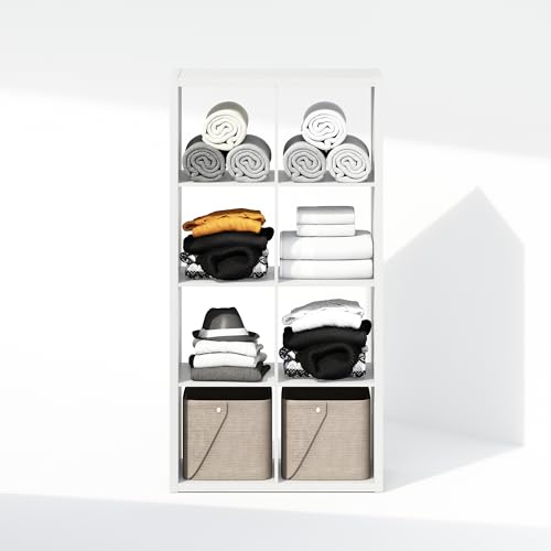 Image of Furinno Cubic Extra Thick 8-Cube Closet Organizers and Storage, White | 14.6 x 30 x 58 in, Open Shelf Closet Storage, Closet Organizer, for Wardrobe, Bedroom, Living Room