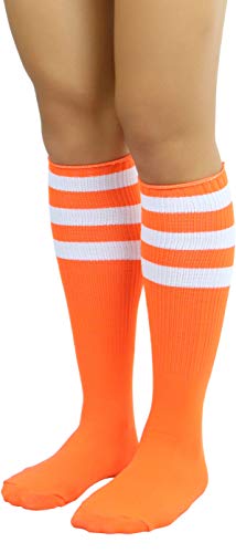 Image of ToBeInStyle Women's Premium Below Knee Athletic Socks w /Contrasting Wide Stripes