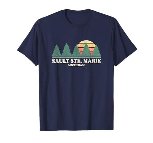 Sault Ste. Marie MI Vintage Throwback Tee Retro 70s Design T-Shirt