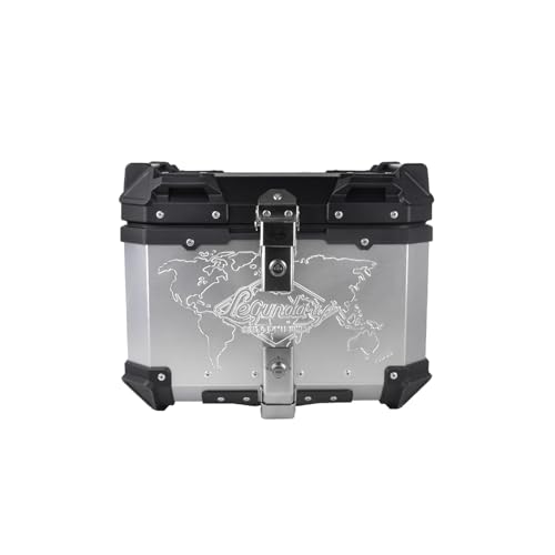Image of Fort Knox Series Top Case 45L Aluminium Silver Box with Backrest Pad for Motorcycle (Pack of 1)