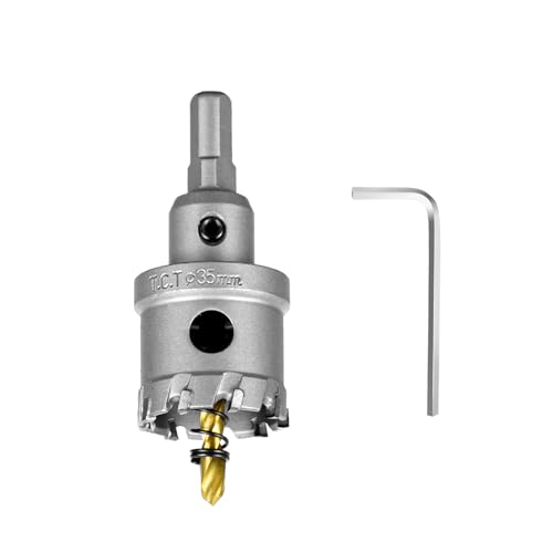 Image of SALI 1-3 /8 inch (35mm) TCT Hole Saw Kit Tungsten Carbide Tipped Hole Saw Drill Bit with Titanium-Plated Pilot Drill bit for Metal, Stainless Steel, Iron, Wood, Plastic