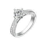 Epinki Echtes Eheringe Weißgold 750, 4 Klaue Hochzeitsband mit Labor Erstellt Diamant 0.7ct Rundschliff, Labor Erstellt Diamant Ring 18K, Gr.49 (15.6)