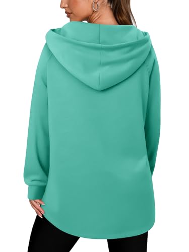 onlypuff Women Hoodie Pullover Trendy Quarter Zipper Lapel Sweatshirts Drawstring Cute Hooded Tunic Tops with Side Pockets