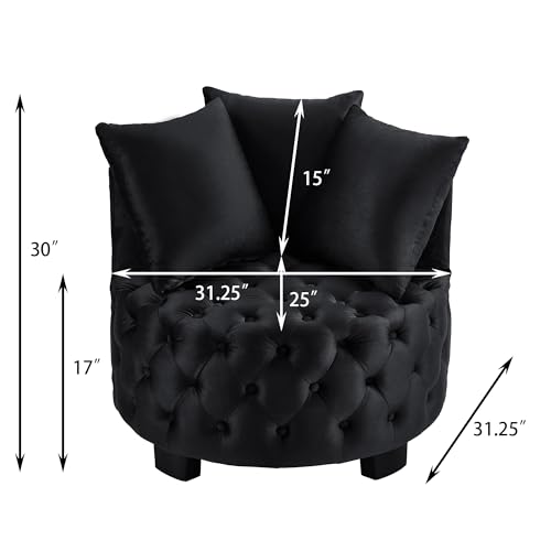 Sillón Redondo Tapizado Piel de Conejo Negro miniatura 2