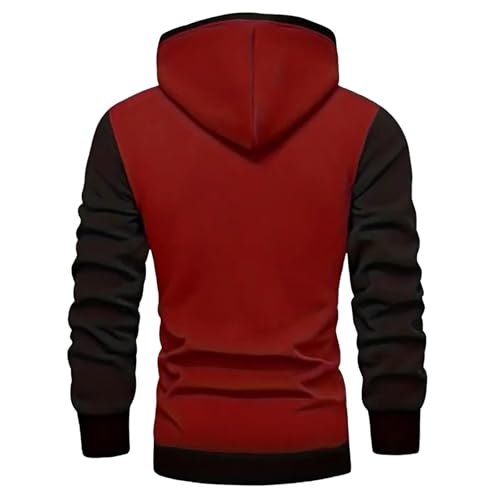 Men's Trendy Patchwork Pullover Long Sleeve Drawstring Hooded Sweatshirt with Pocket Casual Color Block Sweatshirts3