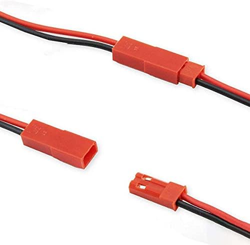 UMTMedia® 20 Pairs JST Plug and Socket connectors RC Li-Po Battery leads 2P Red and Black Wire UK (20 Male + 20 Female)