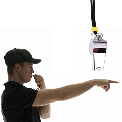 Apitos de árbitro de metal LIOOBO 4 peças de aço inoxidável com cordão para oficiais de treinadores