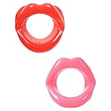 Tofficu 2pcs Silicone Face Slimmer Rubber Anti- wrinkle Anti- aging Mouth Muscle Tightener Face Exercise Lips Trainer Face- lift Slimmer Mouthpiece Tool Beauty Gift Red Pink