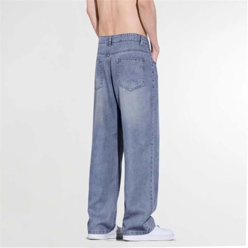 Hndudnff Men's Loose Thin Wide-Leg Baggy Jeans Summer Distressed Straight Jogging Denim Pants2