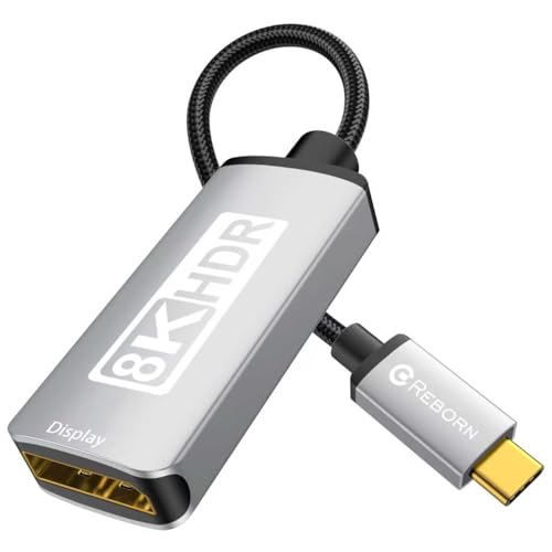 Unidirectional USB C to DisplayPort 1.4 Adapter 32.4Gbps, 4K@240hz, 8K@60hz, and HDR Support - Thunderbolt 3/4 to Display Port Compatible with iPad Pro, iPhone 16/15 Pro, MacBook Pro, XPS, Surface