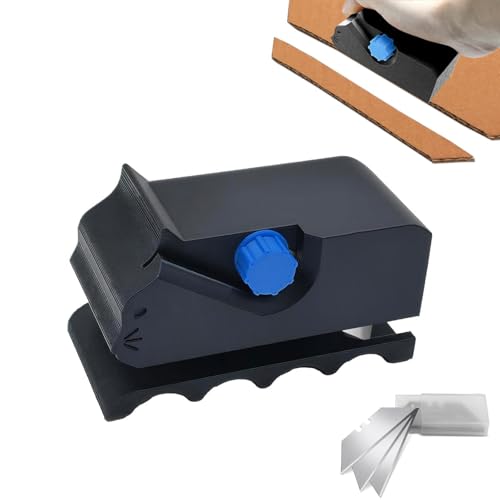 ZHITENG Cortador de Carton Reutilizable y 10 Cuchillas, Cortador de Cartón para Gatos Impreso en 3D, Resistente Fácil Usar Compacto Portátil Cortadora Papel Herramienta Corte para Rascar Gatos (Negro)