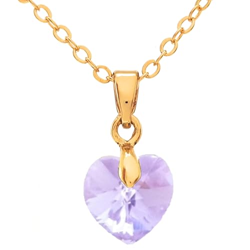 Listado de Collares Morados - los más vendidos. 41 TUTTI JOYERIA ARTESANAL - Collar Piedra del Mes - Birthstone Necklace - Regalo Cumpleaños - Collar del mes con Cristal Austriaco (Corazón, Lila)