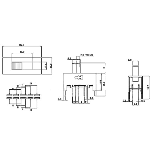 Interruptor SS24E01-G5 con conmutación estable DP4T de 4 posiciones para placas PCB 4