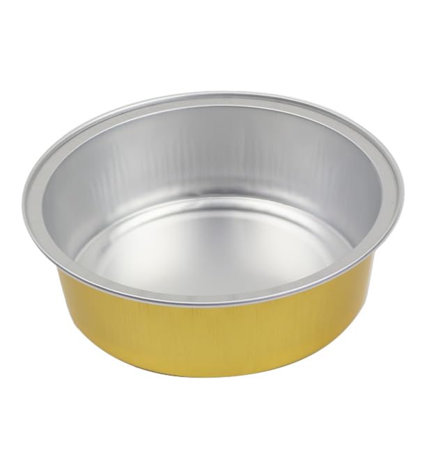 166 Envases de Aluminio con Pared Lisa, 140ml, Redondo, Aluminio con Láminas de color Oro, Moldes desechables, para Flan, Apto para Horno, Envases individuales, Natillas y Pudding.