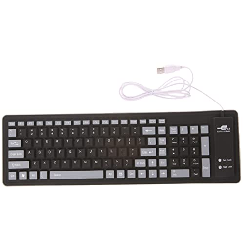 SHINEOFI 1 Pièce Clavier Pliable Silicone USB Clavier Souple Étanche et Protecteur pour Pc Noir