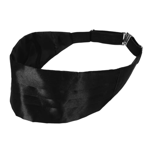 Men's Satin Cummerbund Set Adjustable Bow Tie and Pocket Square Formal Black Tuxedo Accessories for Weddings and Events