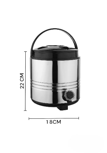 Image of Stainless Steel Water Camper Travel Office Water Dispenser Storage Containers with Leak-Proof Tap Hot and Cold /Can with Insulated Thermosteel 3Liters (Silver Black)