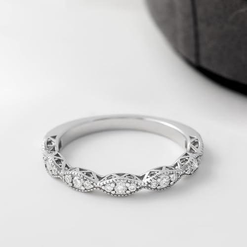 RINEY&KY Moissanite Rings for Women VVS Sterling Silver Stackable Wedding Bands Non Tarnish White Gold Plated Hypoallergenic Certified Lab Diamond Eternity Band Size 5-10US2