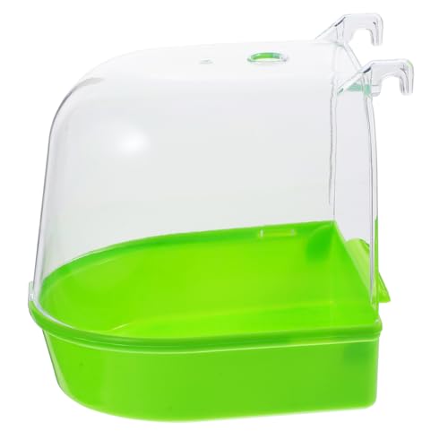 Housoutil Parrot Bath for Cage Bird Bath Cover Green Plastic Bird Bath Cage for Canary Parrot