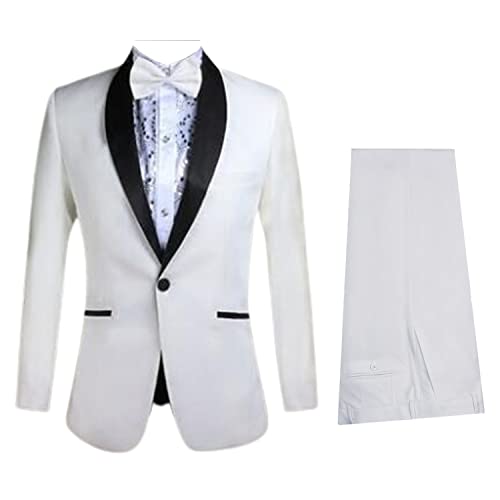 Costume deux pièces pour homme avec un bouton et revers châle